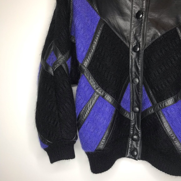 TORRAS OF SPAIN color block leather/mohair jacket - Picture 3 of 15